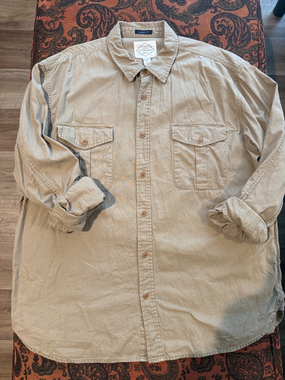 St. John's Bay Tan Button-Down Casual Shirt